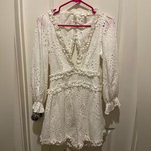 White size small. Backless romper